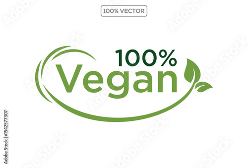 100% percent vegan logo design nature vegetarian template