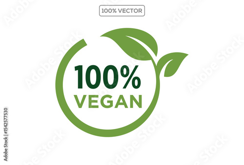 100% percent vegan logo design nature vegetarian template stock