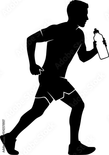 Runner Silhouette with Water Bottle
