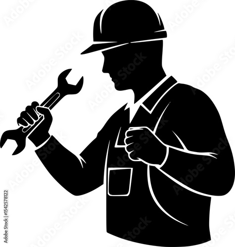 Mechanic Silhouette with Wrench
