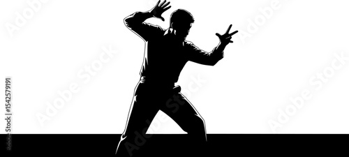 Silhouette of an actor gesturing dramatically
