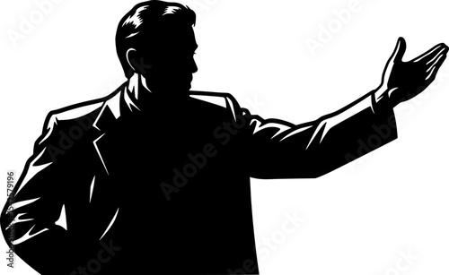 Silhouette of an actor gesturing dramatically
