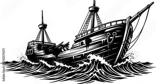 Silhouette of a Shipwreck
