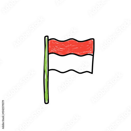 hand drawn red and white flag