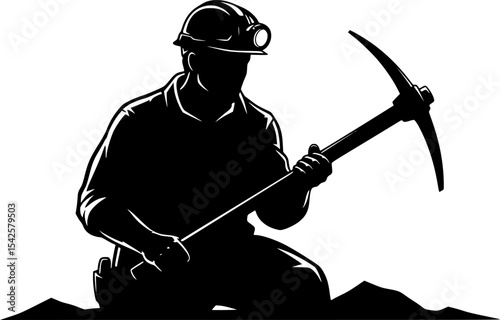 Miner Silhouette with Pickaxe
