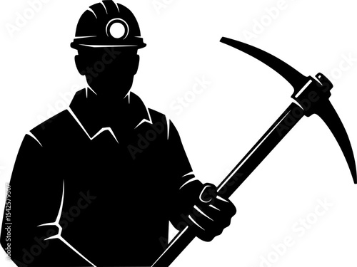 Miner Silhouette with Pickaxe
