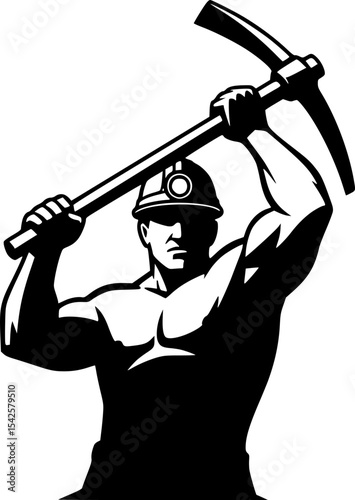 Miner Silhouette with Pickaxe
