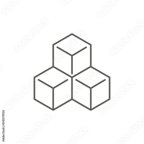 Sugar cube icon. Line art, vector isolated illustration