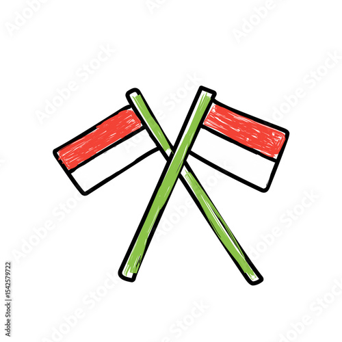 hand drawn red and white flag