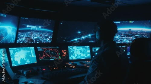 Operators Monitoring Screens in a Control Room Environment