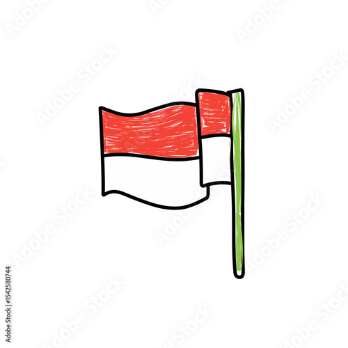 hand drawn red and white flag