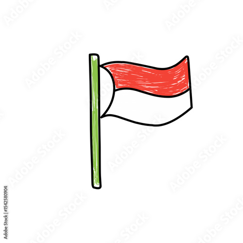 hand drawn red and white flag