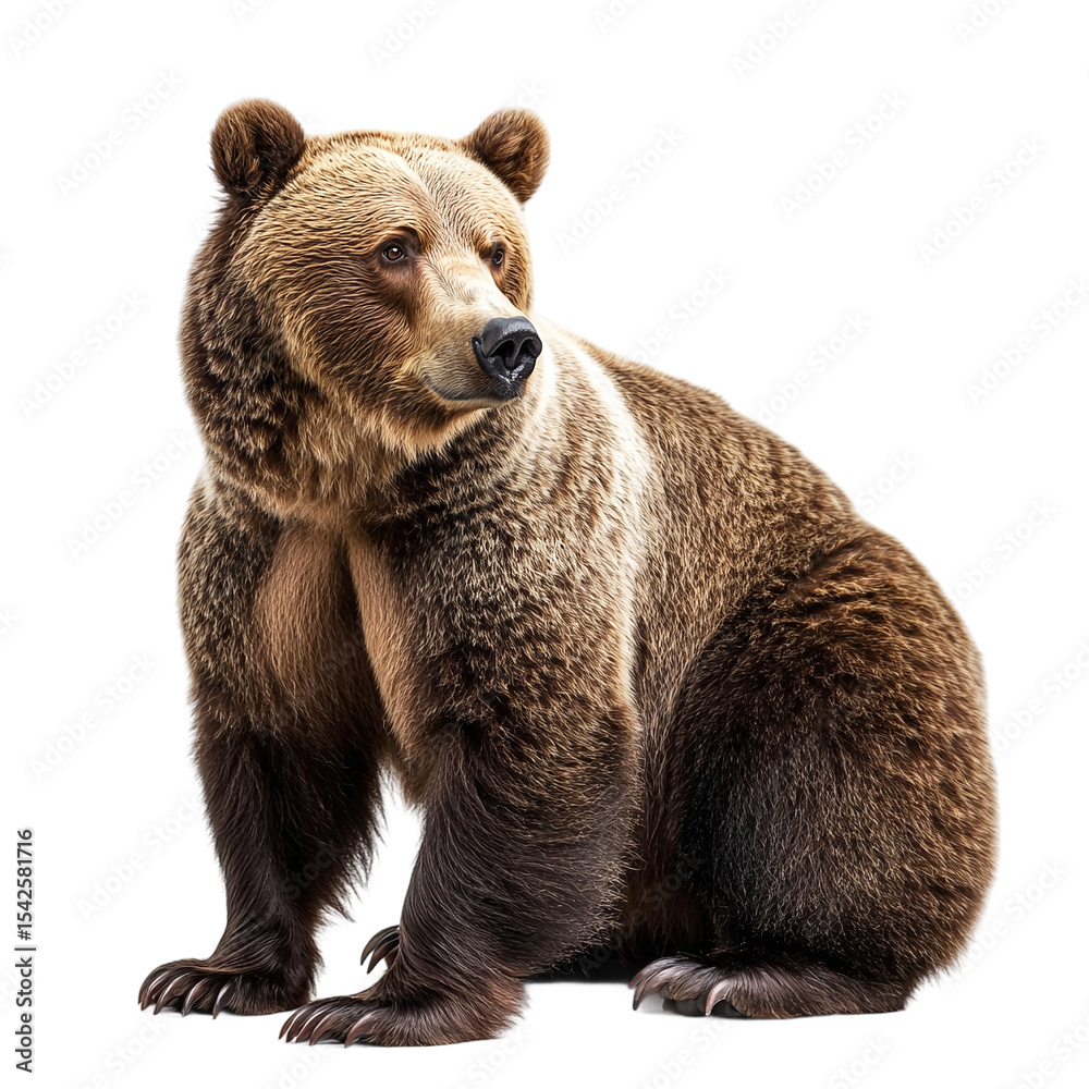 Obraz premium Brown bear full body isolated on transparent background.