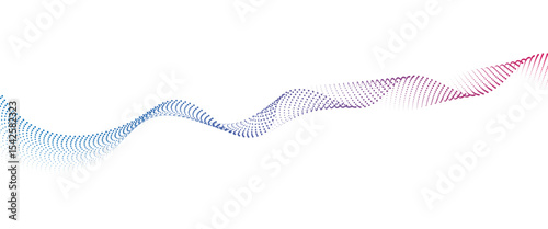 Flowing Dot Wave halftone gradient pattern on transparent background	
