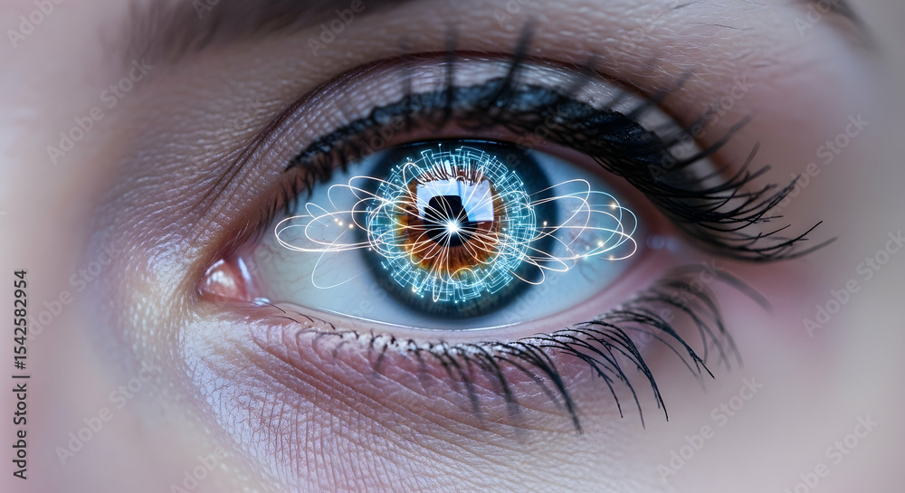 Fototapeta premium Eye, Woman, Female, Futuristic Eye with Digital Interface
