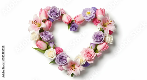 Heart, Flowers, Roses, Heart Shaped Floral Arrangement of Roses, Lilies, and Tulips