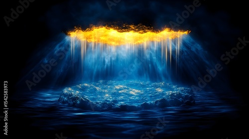 Wallpaper Mural Fiery cloud portal above island, dark fantasy scene Torontodigital.ca