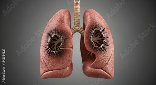 Lungs, Lung, Damaged lungs, Damaged Lungs 3D Render