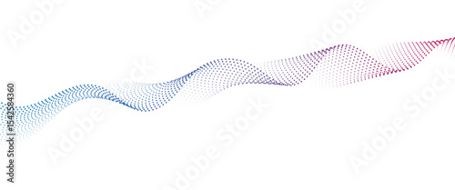 Flowing Dot Wave halftone gradient pattern on transparent background	
