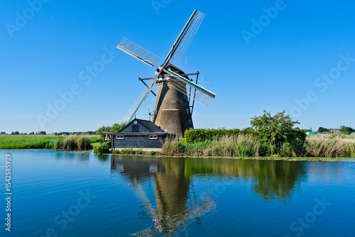 Beautiful landscape of Kinderdijk windmills, a world heritage site, Netherlands 