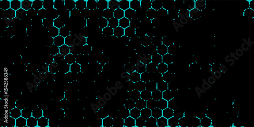 Hexagonal cyberspace green background. Hexagon grid tech pattern.