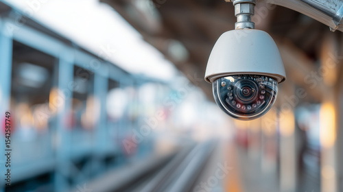 Security Camera Mounted at Train Station Platform