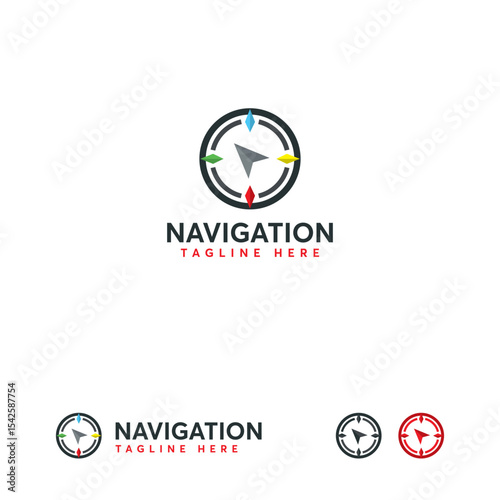 Colorful compass  design for navigation.