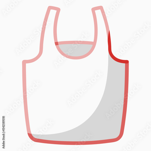 One empty plastic disposable bag with handles vector on white background.
