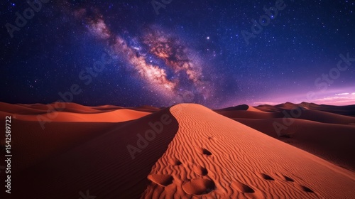 Desert dunes under a starry night sky