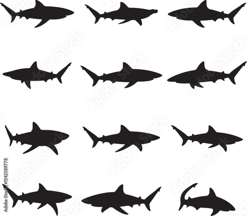 Shark Silhouette Collection Marine Predator Set
