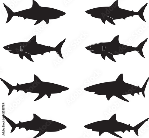 Shark Silhouette Collection Marine Predator Set