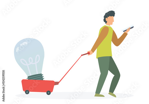 bringing idea with you, research ideas, creative process vector illustration concept