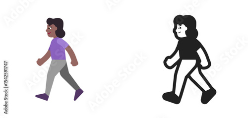 Walking Person Brown Purple