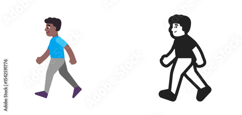 Walking Person Brown Blue