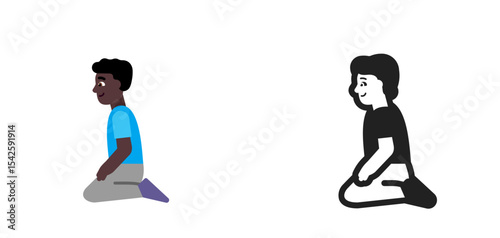 Kneeling Person Dark Blue