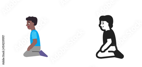 Kneeling Person Brown Blue