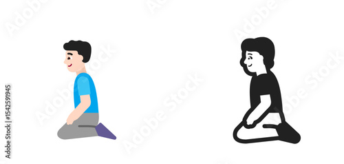 Kneeling Person Pale Blue