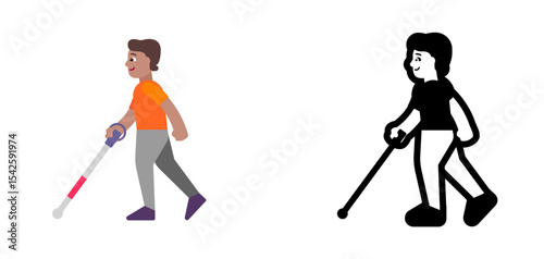 Person with Cane Medium Orange