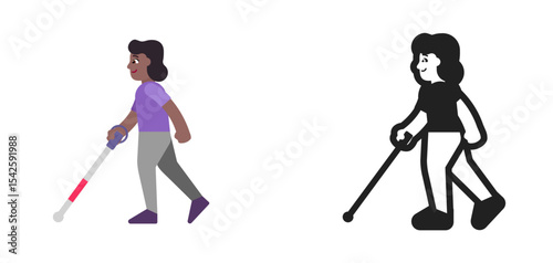 Person with Cane Brown Purple