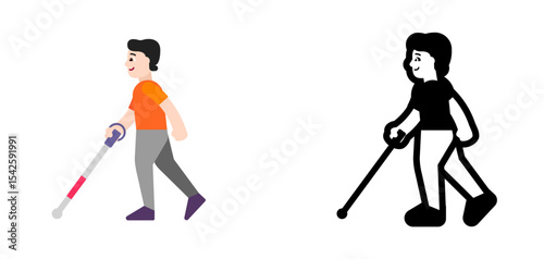 Person with Cane Pale Orange