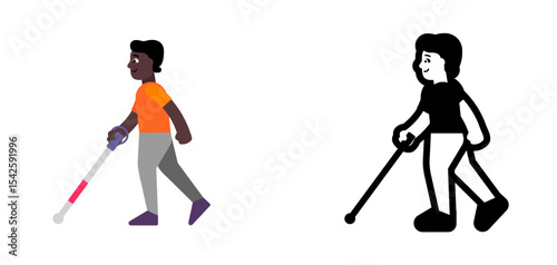 Person with Cane Dark Orange