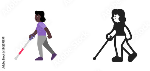 Person with Cane Dark Purple