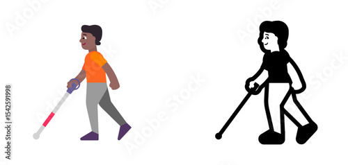 Person with Cane Brown Orange