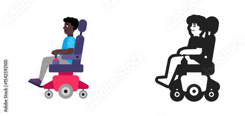 Person in Manual Wheelchair Dark Blue