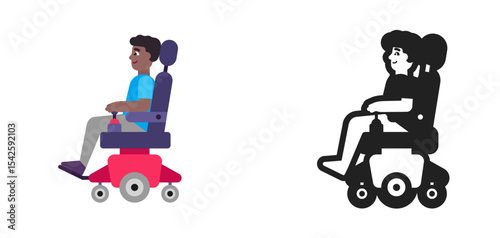 Person in Manual Wheelchair Brown Blue