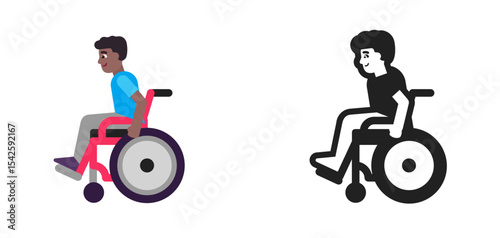 Person in Motorized Wheelchair Brown Blue