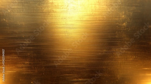 Close-up of a textured golden metallic surface with horizontal scratches and reflective highlights creating a warm glowing effect