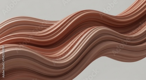 A close up of multiple wavy textured ribbons in shades of brown and tan against a light background