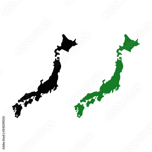 Maps of  Japan island black silhouette  Geographic Elements
