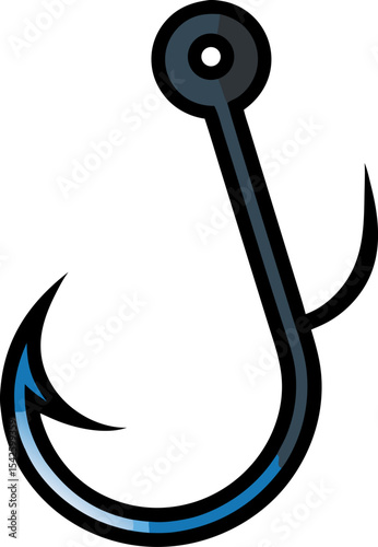 A fishing hook icon designed with sharp, clean outlines with white background.